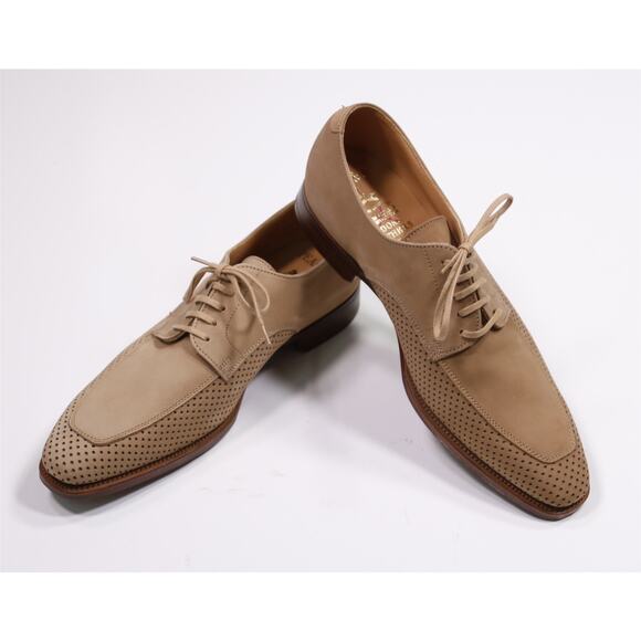 Peal & Co Brooks Brothers Beige Nubuck Brogue Suede Oxford Shoes UK 7.5 - US 8 main image 11